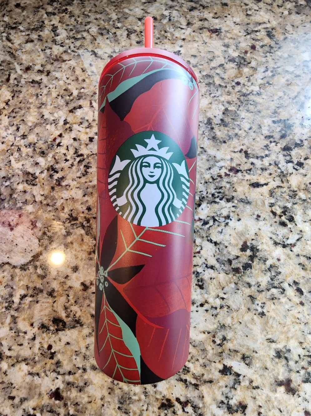 New Starbucks Holiday Poinsetta Drink Drinkware With Straw Holiday